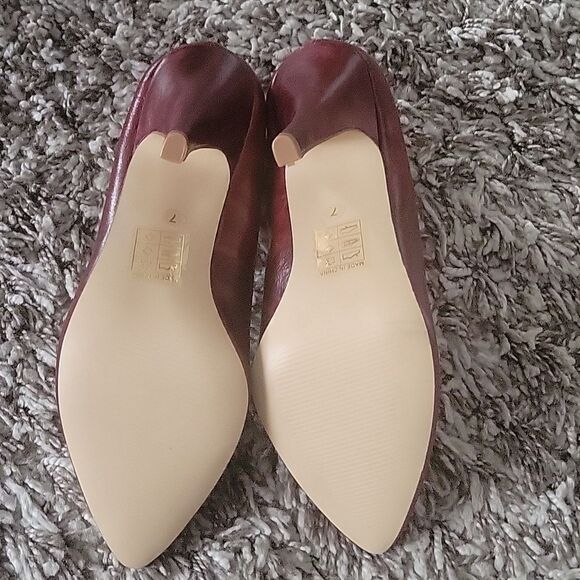 NEW Dolce Vita Burgundy Wine Leather Heels Pumps Almond 80s Y2k 4" Office Work 7 - Picture 8 of 9